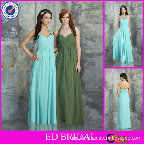 CB48 Aqua Chiffon Halter Neck Long Style Designer Junior Bridesmaid dresses